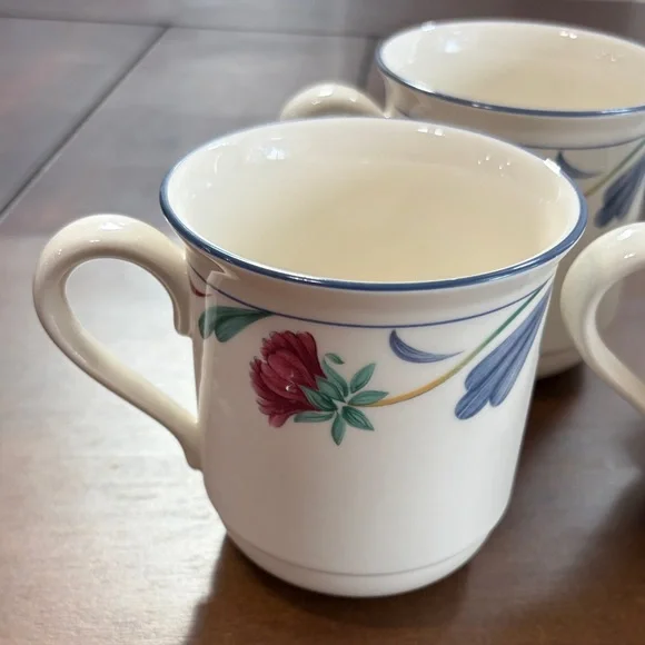 LENOX Chinastone, Poppies on Blue Floral Pattern Ceramic 5 Piece Mug Set - Picture 12 of 17